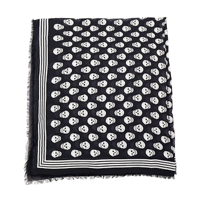 Alexander McQueen Skull Pattern Scarf Black 5909343418Q-1078
