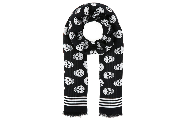 Order 亞歷山大·麥昆 骷髏圖案圍巾 黑色 5909343418Q-1078