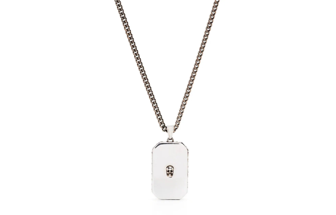 Alexander McQueen Skull Pendant Necklace Silver for Men 748239J160Y