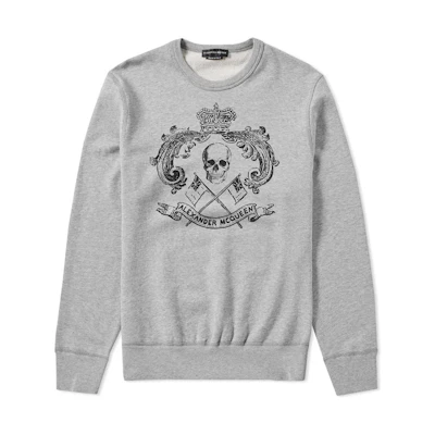 Alexander McQueen Skull Pirate Print Pullover Sweatshirt Grey 449511QIZN209