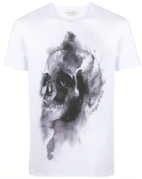 Alexander McQueen Skull Print Crew Neck White T-Shirt 650403QQZ60-0900 Alexander McQueen Skull Print Crew Neck White T-Shirt 650403QQZ60-0900