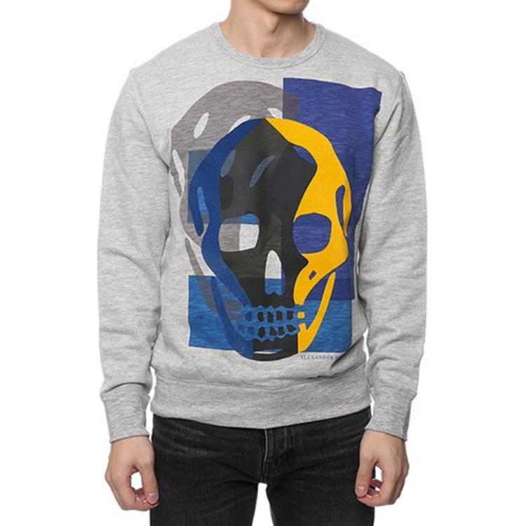 Alexander McQueen Skull Print Crewneck Long-Sleeve Sweatshirt Grey () 354410-QDZ62-0902