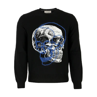 Alexander McQueen Skull Print Crewneck Long Sleeve Sweatshirt Black 626440Q1WZF-1041
