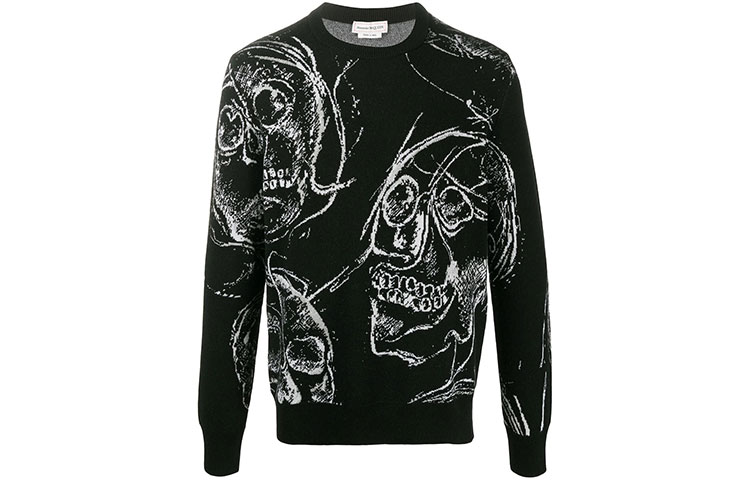 Order 알렉산더 맥퀸 스컬 프린트 니트 캐시미어 스웨터 블랙 632865-Q1XAJ-1801