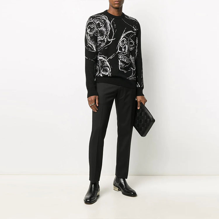 Lookbook 알렉산더 맥퀸 스컬 프린트 니트 캐시미어 스웨터 블랙 632865-Q1XAJ-1801