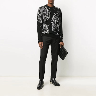 알렉산더 맥퀸 스컬 프린트 니트 캐시미어 스웨터 블랙 632865-Q1XAJ-1801 Lookbook 알렉산더 맥퀸 스컬 프린트 니트 캐시미어 스웨터 블랙 632865-Q1XAJ-1801