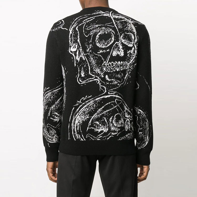 Shop 알렉산더 맥퀸 스컬 프린트 니트 캐시미어 스웨터 블랙 632865-Q1XAJ-1801