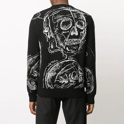 알렉산더 맥퀸 스컬 프린트 니트 캐시미어 스웨터 블랙 632865-Q1XAJ-1801 Shop 알렉산더 맥퀸 스컬 프린트 니트 캐시미어 스웨터 블랙 632865-Q1XAJ-1801