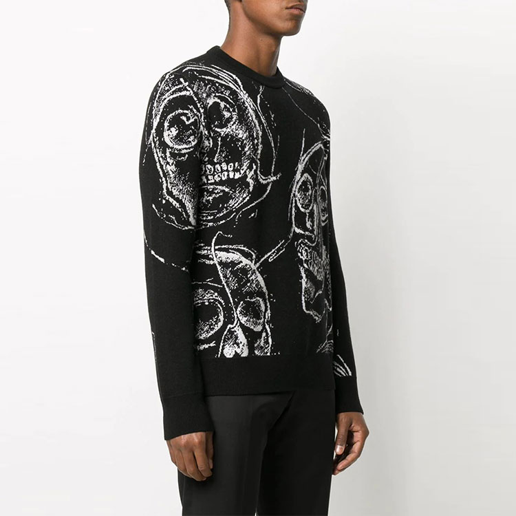 Purchase 알렉산더 맥퀸 스컬 프린트 니트 캐시미어 스웨터 블랙 632865-Q1XAJ-1801