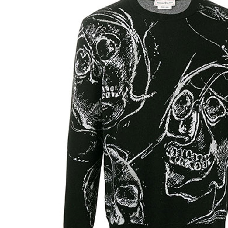 Details for 알렉산더 맥퀸 스컬 프린트 니트 캐시미어 스웨터 블랙 632865-Q1XAJ-1801