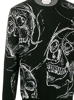 알렉산더 맥퀸 스컬 프린트 니트 캐시미어 스웨터 블랙 632865-Q1XAJ-1801 Details for 알렉산더 맥퀸 스컬 프린트 니트 캐시미어 스웨터 블랙 632865-Q1XAJ-1801