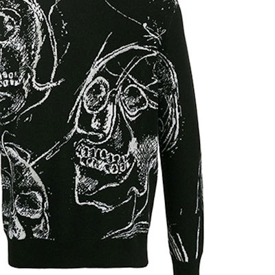 알렉산더 맥퀸 스컬 프린트 니트 캐시미어 스웨터 블랙 632865-Q1XAJ-1801 Sizing 알렉산더 맥퀸 스컬 프린트 니트 캐시미어 스웨터 블랙 632865-Q1XAJ-1801