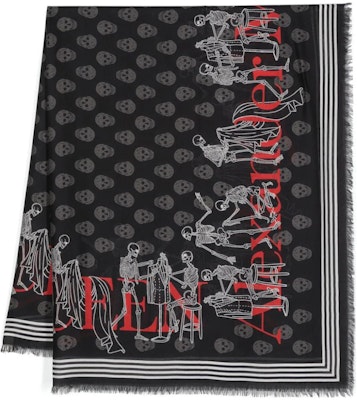 알렉산더 맥퀸 스컬 프린트 모달 프린지 스카프 블랙 액세서리 7931114418Q1078 Order 알렉산더 맥퀸 스컬 프린트 모달 프린지 스카프 블랙 액세서리 7931114418Q1078