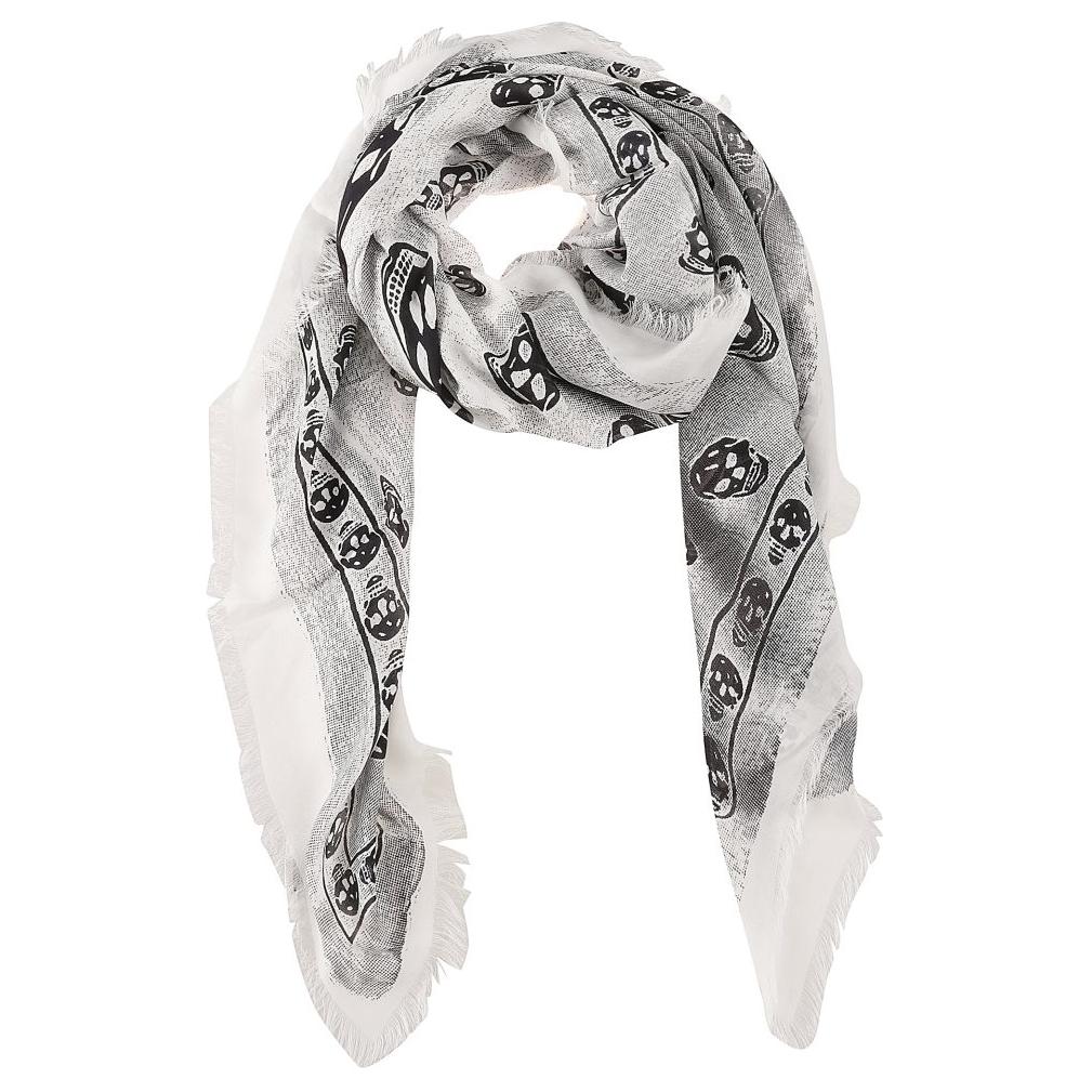 Order Alexander McQueen 骷髏印花圍巾 男女適用 白色/黑色 7924394418Q9060