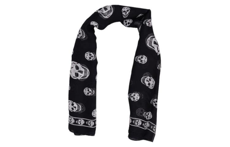 Shop Alexander McQueen 骷髏印花圍巾 男女同款 情侶設計 110640-3Q012-1078