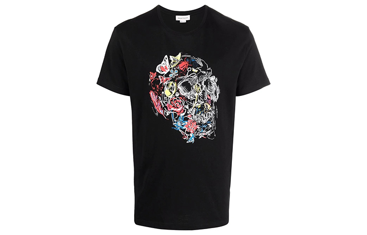 Alexander McQueen Skull Print Short Sleeve T-Shirt Black 682516-QSZ50-0901