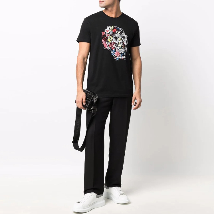 Purchase 알렉산더 맥퀸 스컬 프린트 반팔 티셔츠 블랙 682516-QSZ50-0901