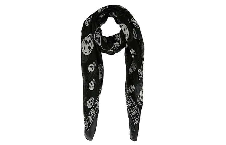 Shop 亞歷山大麥昆骷髏印花絲巾 男女通用 黑色 5577174Q0601078