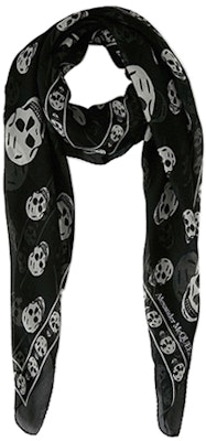 亞歷山大麥昆骷髏印花絲巾 男女通用 黑色 5577174Q0601078 Shop 亞歷山大麥昆骷髏印花絲巾 男女通用 黑色 5577174Q0601078