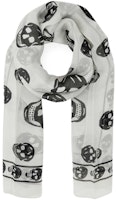 Alexander McQueen Skull Print Silk Scarf White 5577174Q0609260 Alexander McQueen Skull Print Silk Scarf White 5577174Q0609260