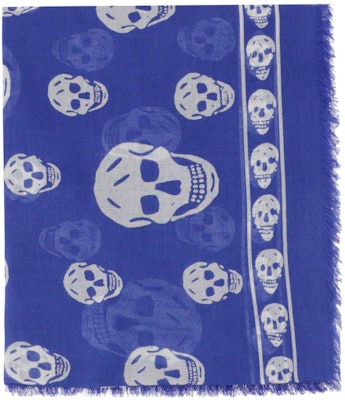 Alexander McQueen 骷髏印花羊毛圍巾 藍色 5577173943Q4377 Buy Alexander McQueen 骷髏印花羊毛圍巾 藍色 5577173943Q4377