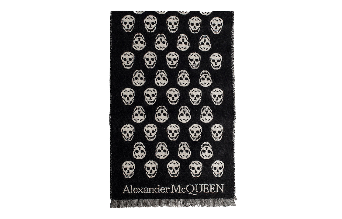Purchase Alexander McQueen 骷髏印花羊毛絲巾情侶款 6244254200Q1078
