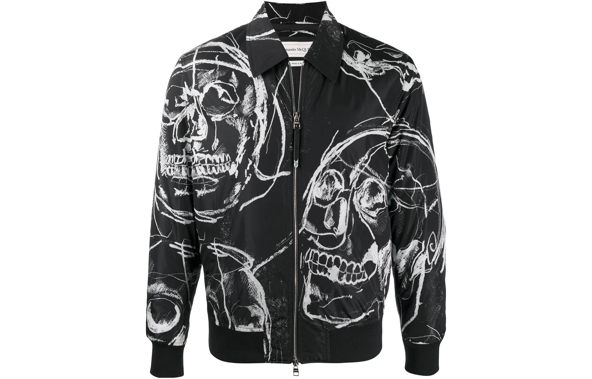 Alexander McQueen Skull Print Zip Shirt Jacket Black 630576-QPR76-1080