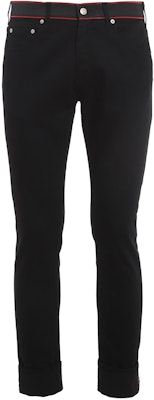 亞歷山大·麥昆標誌貼花條紋細節黑色修身牛仔褲. 642574-QQY49-1000 Buy 亞歷山大·麥昆標誌貼花條紋細節黑色修身牛仔褲. 642574-QQY49-1000