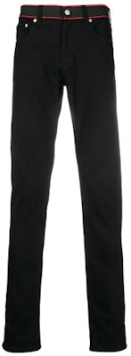 亞歷山大·麥昆標誌貼花條紋細節黑色修身牛仔褲. 642574-QQY49-1000 Order 亞歷山大·麥昆標誌貼花條紋細節黑色修身牛仔褲. 642574-QQY49-1000