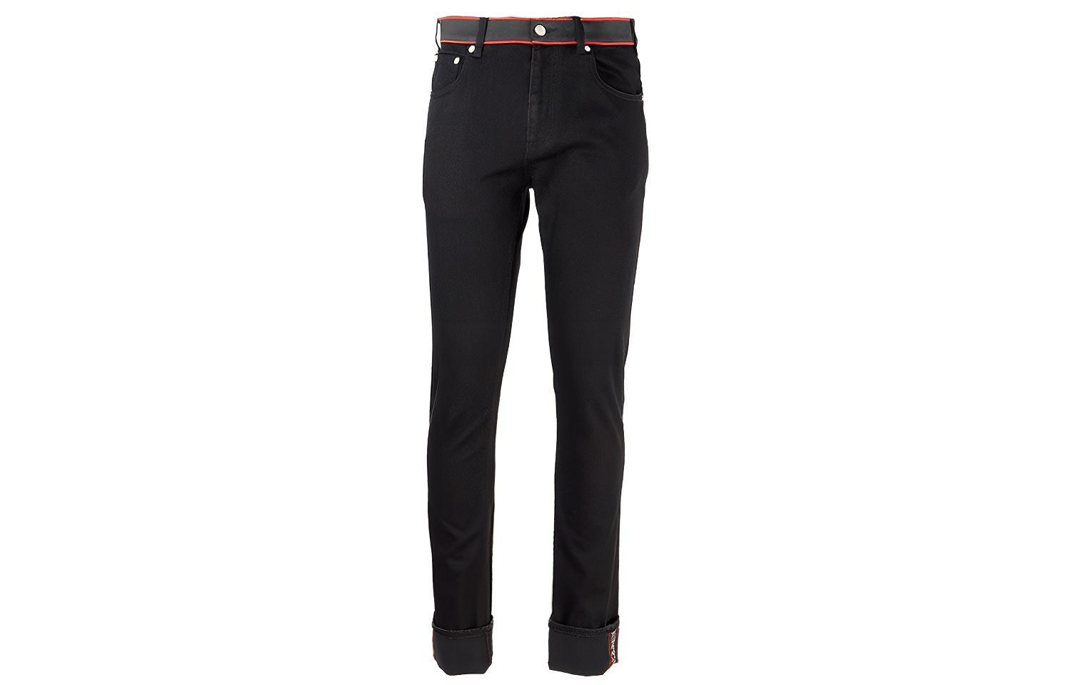 Alexander McQueen Slim Fit Logo Zipper Black Jeans 642574-QRY49-1000