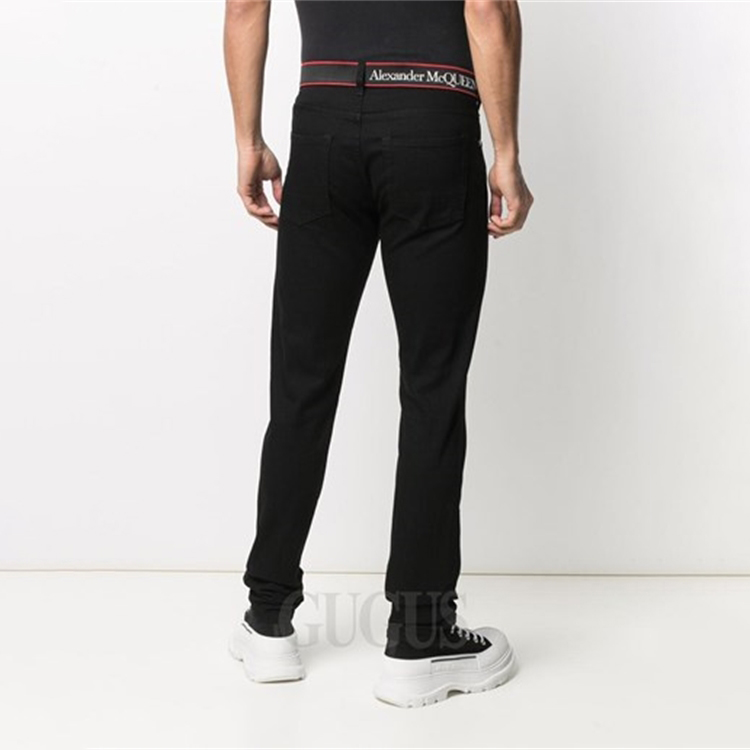 Details for 알렉산더 맥퀸 슬림 핏 로고 지퍼 블랙 진스 642574-QRY49-1000