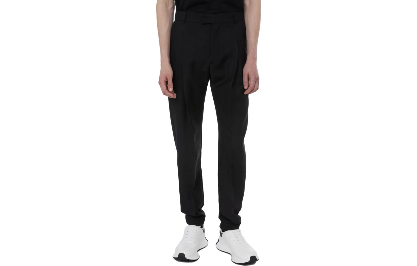 Order Alexander McQueen Pantalones Jogger Slim Fit Negro de Cintura Baja Casual 662458-QSU63-1000
