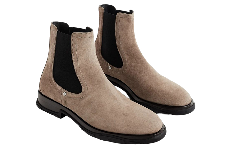 Lookbook Botas Chelsea Alexander McQueen Slim Tread 'Beige Suede' 728257WIA5M2411