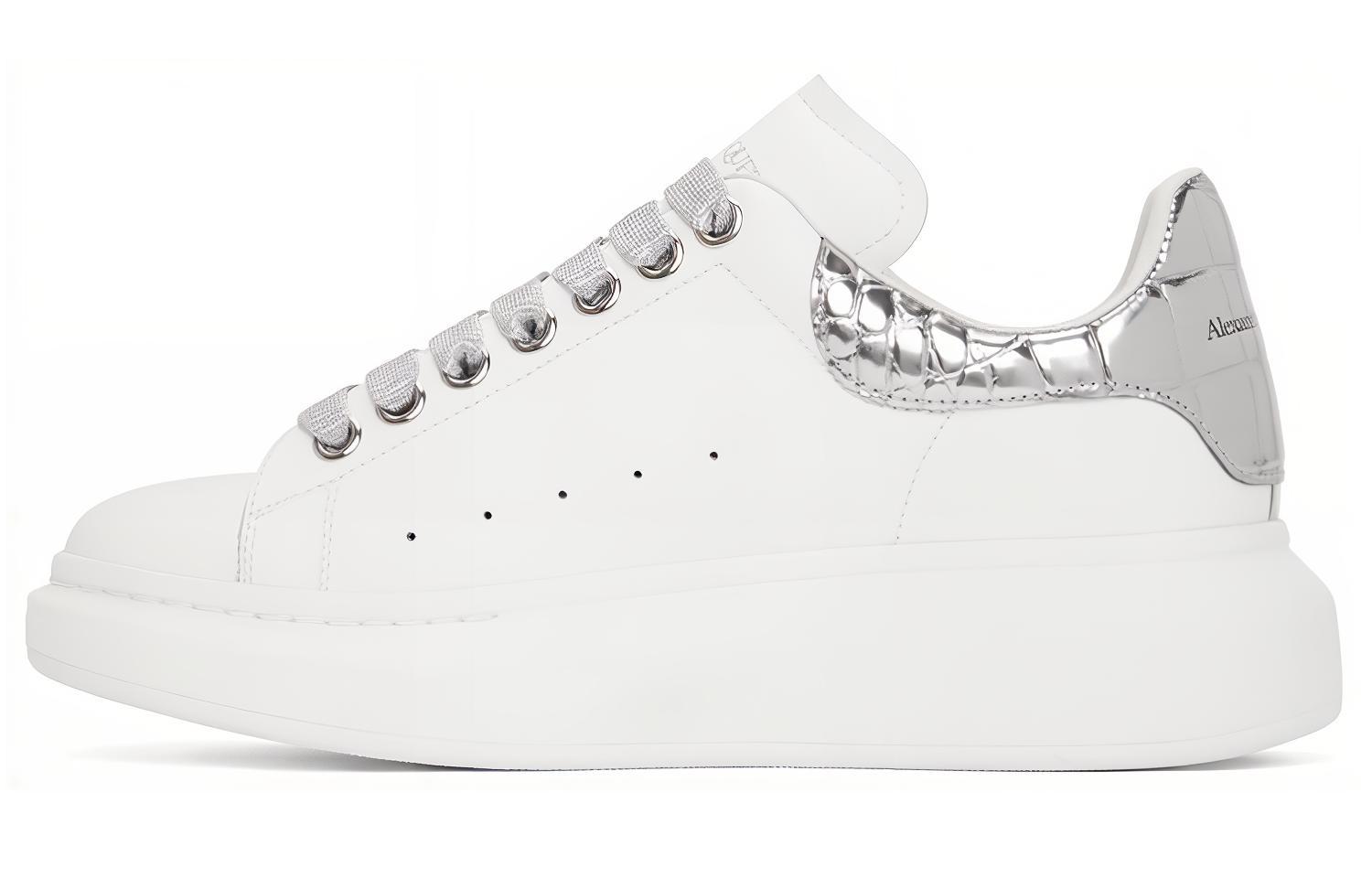 Buy 亚历山大·麦昆 鳄鱼纹银尾白色光滑皮革 553680WIA4A9071