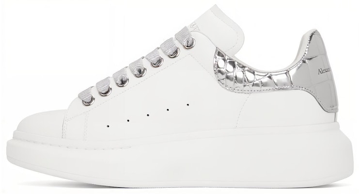 Alexander McQueen Kulit Licin Croc 'Silver Tail White' 553680WIA4A9071 Buy Alexander McQueen Kulit Licin Croc 'Silver Tail White' 553680WIA4A9071