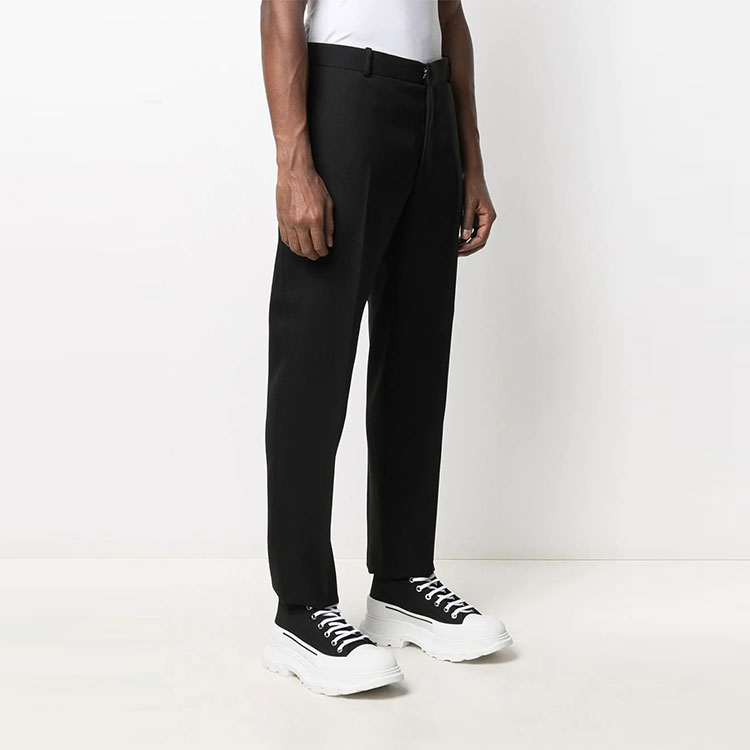 Shop Pantalones Casuales Negros Rectos con Cremallera Alexander McQueen 624301-QPU58-1000