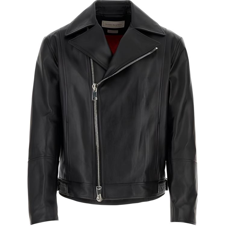 Alexander McQueen Solid Black Zip-Up Jacket with Long Sleeves and Collar 782735-Q5AM8-1000
