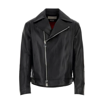 Alexander McQueen Solid Black Zip-Up Jacket with Long Sleeves and Collar 782735-Q5AM8-1000