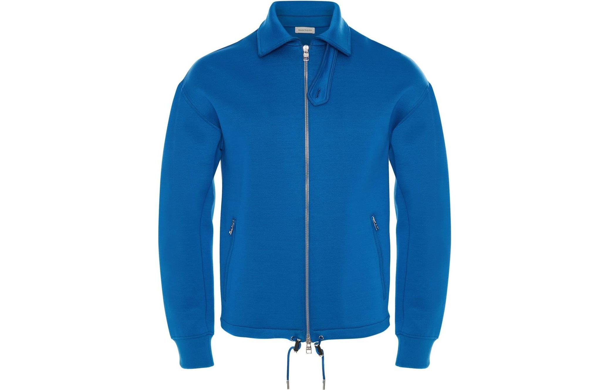 Alexander McQueen Solid Blue Collared Jacket 711165-QTX56-4580