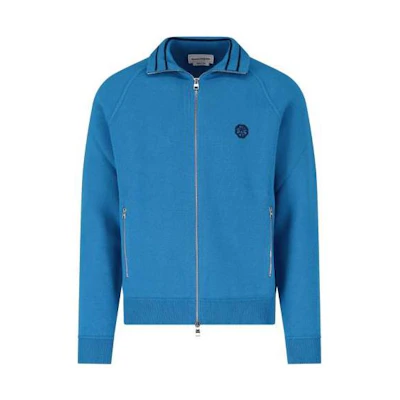 Alexander McQueen Solid Color Blue Collared Long-Sleeve Jacket 684311-Q1XCT-4334