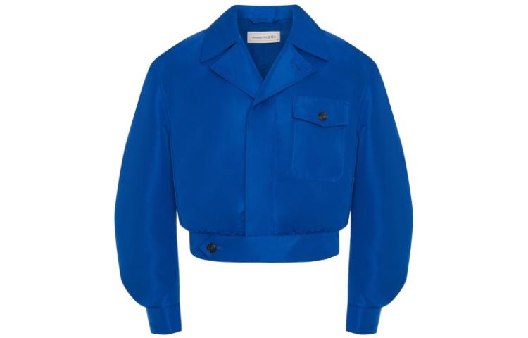 Alexander McQueen Solid Color Blue Long-Sleeve Casual Jacket 694325-QTR77-4505