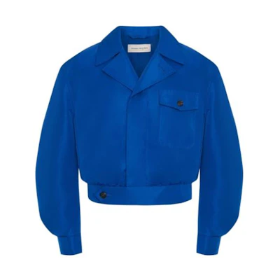 Alexander McQueen Solid Color Blue Long-Sleeve Casual Jacket 694325-QTR77-4505