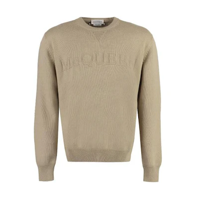 Alexander McQueen Solid Color Khaki Long Sleeve Sweatshirt 752044-Q1RTK-2119