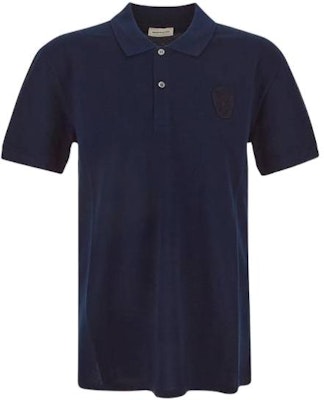 Alexander McQueen Solid Color Logo Button Polo Shirt 727290-QUX33-4142 Buy Alexander McQueen Solid Color Logo Button Polo Shirt 727290-QUX33-4142