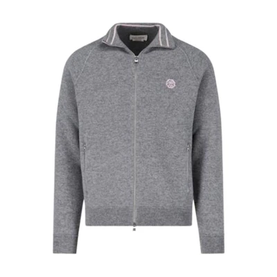 Alexander McQueen Solid Color Long-Sleeve Jacket Gray 684311-Q1XCT-1758