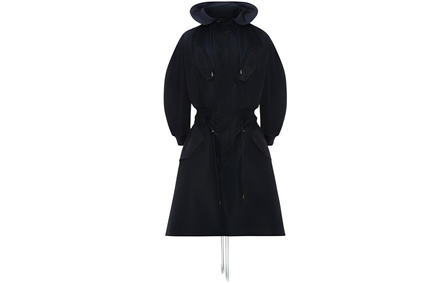Alexander McQueen Solid Color Mid-Length Hooded Trench Coat 666820-QRR67-4100