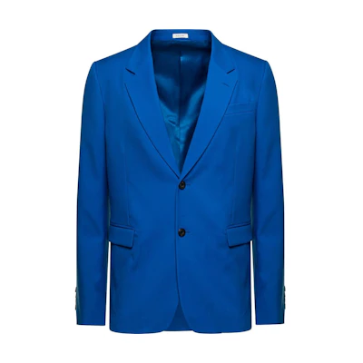 Alexander McQueen Solid Color Single-Breasted Blazer Jacket Blue 695306QUU824560