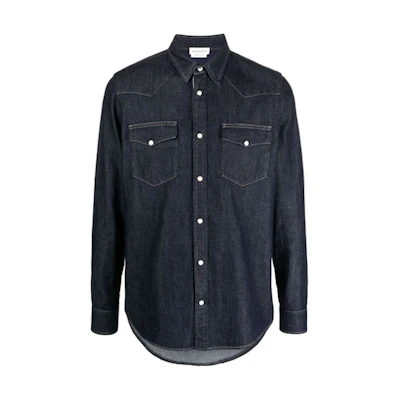 Alexander McQueen Solid Color Single-breasted Blue Long Sleeve Shirt. 644906-QSY45-4142