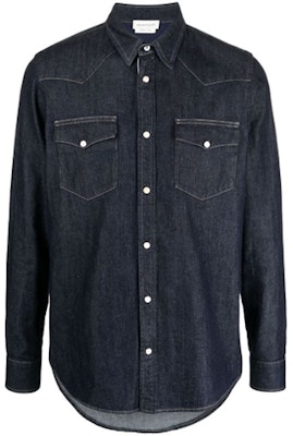 Alexander McQueen Solid Color Single-breasted Blue Long Sleeve Shirt. 644906-QSY45-4142 Order Alexander McQueen Solid Color Single-breasted Blue Long Sleeve Shirt. 644906-QSY45-4142