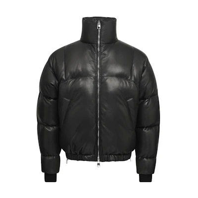 Alexander McQueen Solid Color Zip-Up High Neck Jacket Black 760436-Q5HXY-1000